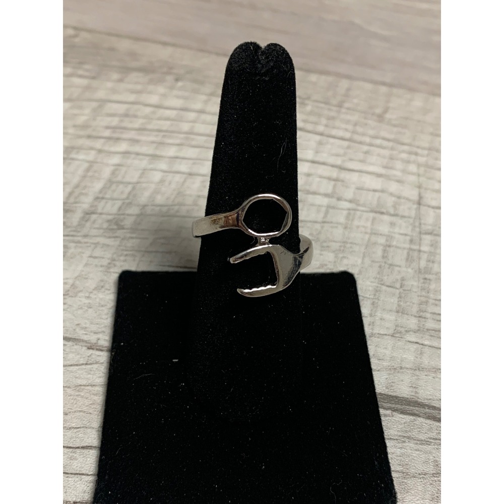 Mens Silver Tone Wrench Ring Mechanic Tool Biker Industrial Style Size‎ 9
